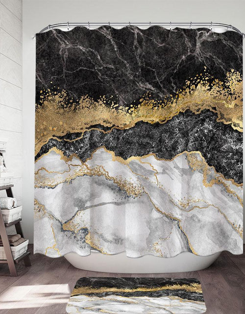 Load image into Gallery viewer, White Black Gold Marble Shower Curtain
