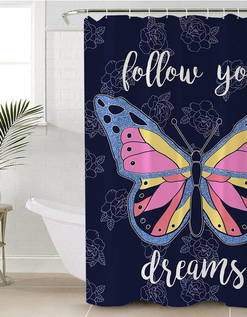 Load image into Gallery viewer, Follow Your Dream Butterfly Shower Curtain
