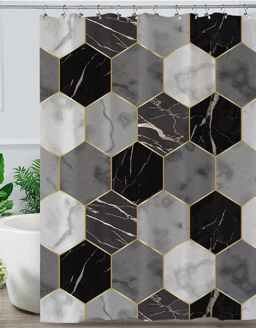 Load image into Gallery viewer, Grey Hues Marble Hexagons Shower Curtain
