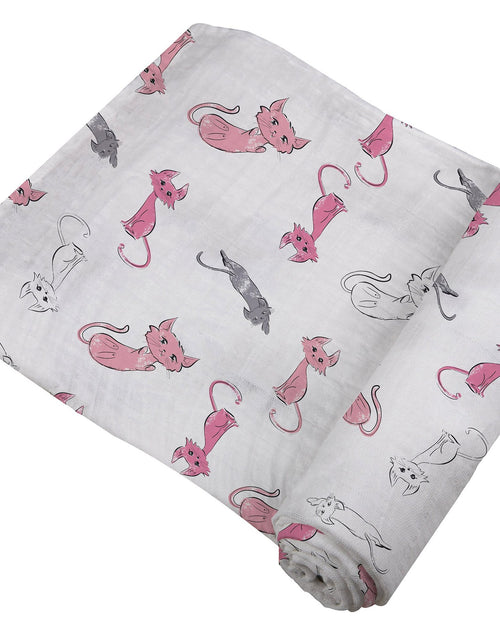 Load image into Gallery viewer, Playful Kitty Bamboo Muslin Swaddle
