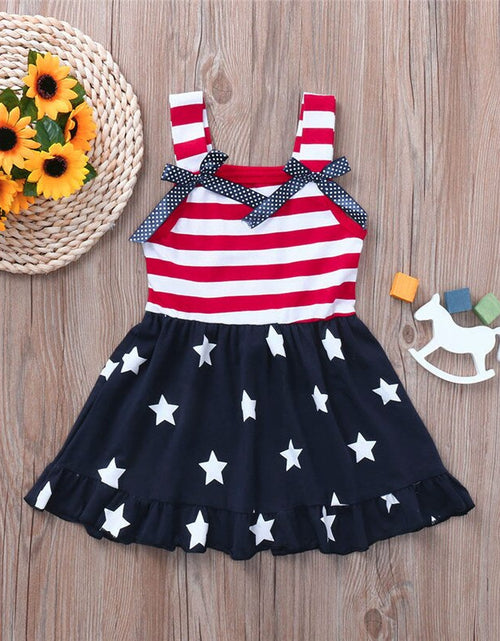 Load image into Gallery viewer, Toddler Baby Girls Dress Star Print 4th Of July
