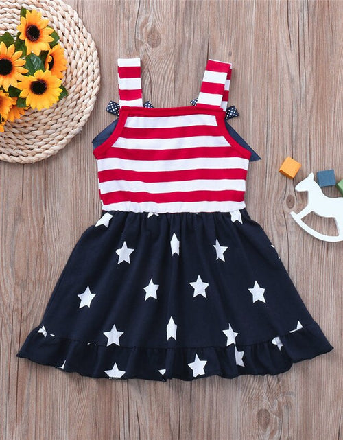 Load image into Gallery viewer, Toddler Baby Girls Dress Star Print 4th Of July
