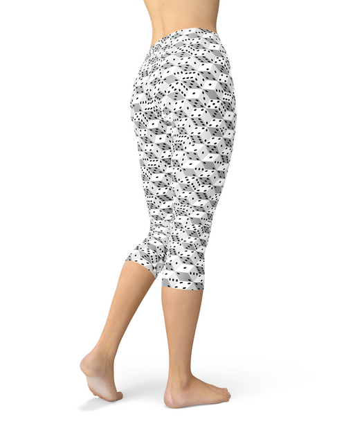 Load image into Gallery viewer, Womens Black and White Dice Capri Leggings
