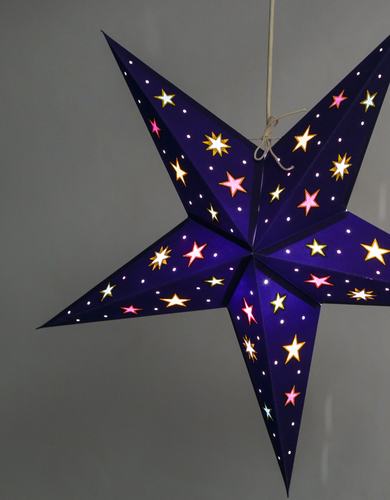 Night Sky: Blue/ Multi - Handmade 5 Pointed Paper Star Lantern