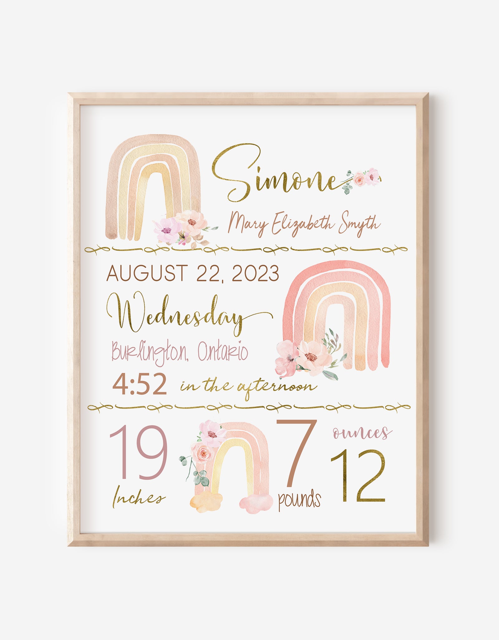 Personalized Baby Gift, Newborn Gift, Rainbow Nursery