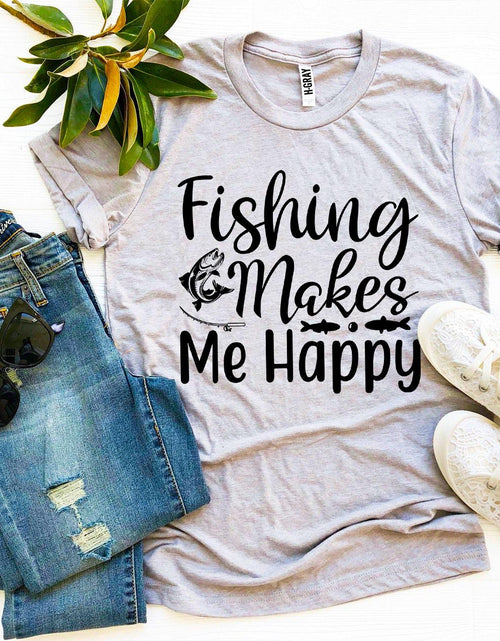 Load image into Gallery viewer, Fishing Makes Me Happy T-shirt
