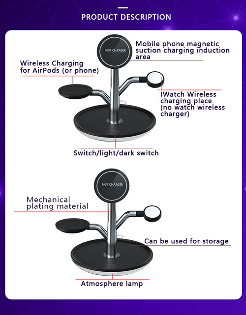 Load image into Gallery viewer, Universal Wireless Charging Stand for Iphone Apple Watch Airpods
