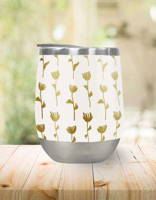 Load image into Gallery viewer, Gold Flower Wine Tumbler
