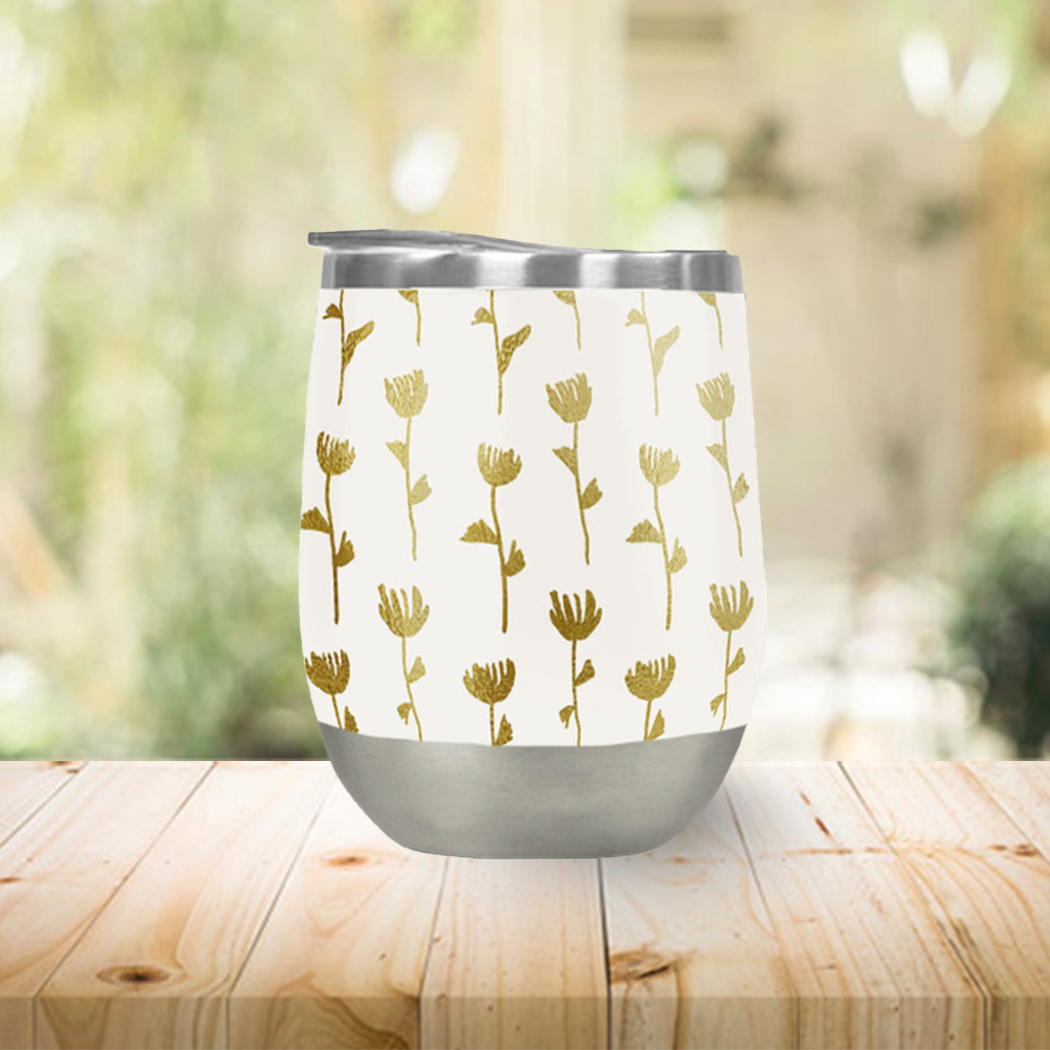 Gold Flower Wine Tumbler