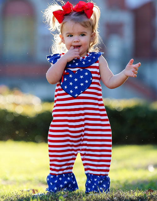 Load image into Gallery viewer, Fourth of July I Heart America Flag Baby
