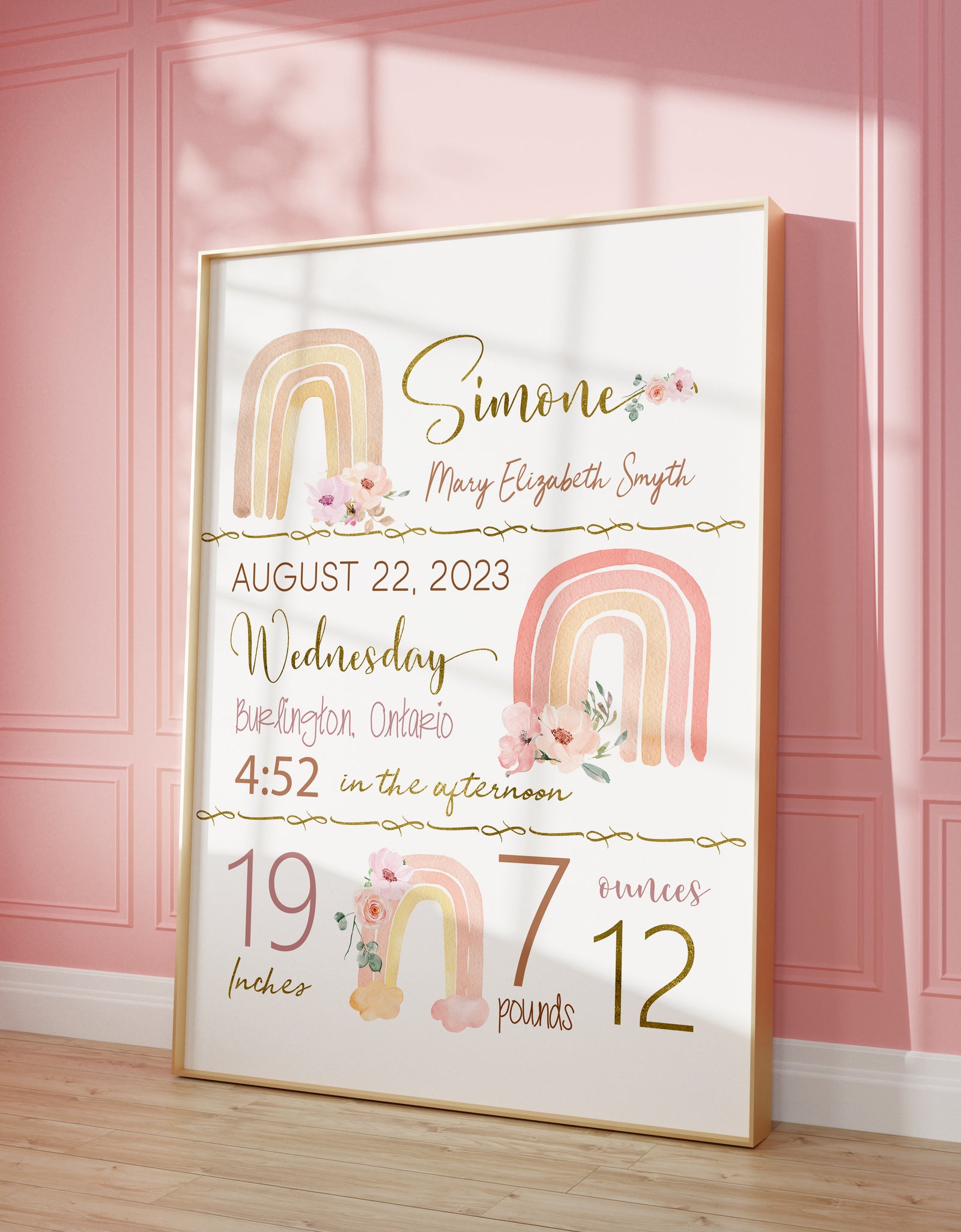 Personalized Baby Gift, Newborn Gift, Rainbow Nursery