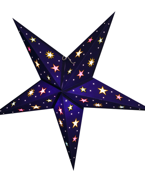 Load image into Gallery viewer, Night Sky: Blue/ Multi - Handmade 5 Pointed Paper Star Lantern
