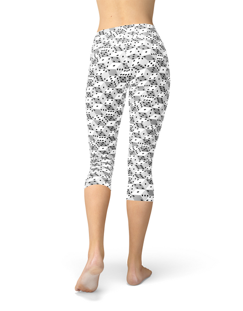 Load image into Gallery viewer, Womens Black and White Dice Capri Leggings
