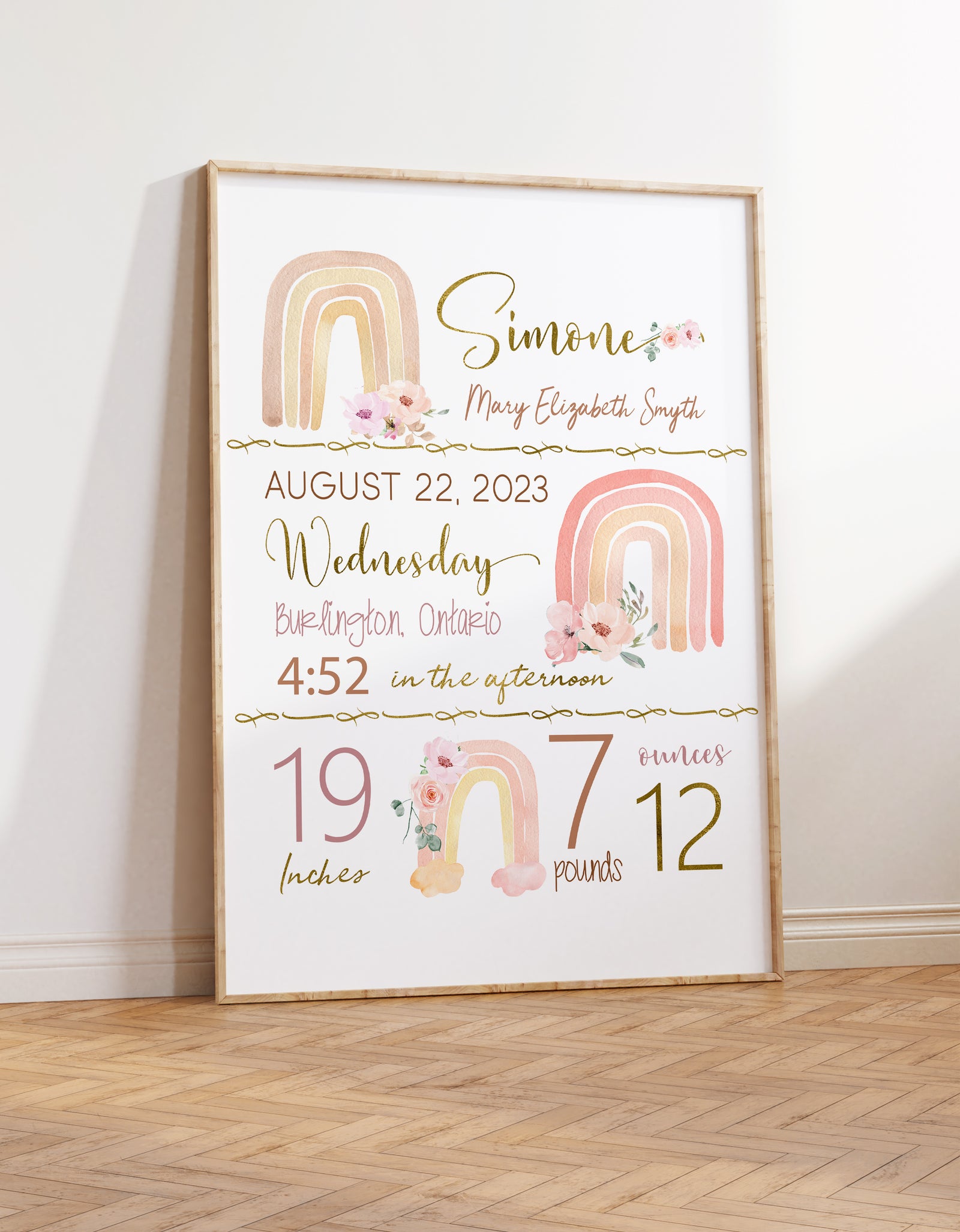 Personalized Baby Gift, Newborn Gift, Rainbow Nursery