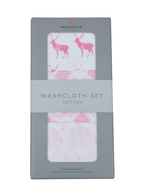 Load image into Gallery viewer, Pop of Pink Cotton Washcloth Set 3PK
