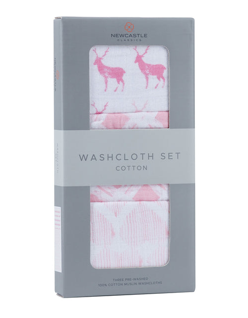 Load image into Gallery viewer, Pop of Pink Cotton Washcloth Set 3PK
